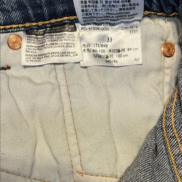 Levis 511 Distressed Cut Off Frayed Blue Jean Shorts with raw edge Size 33 - Picture 9 of 10